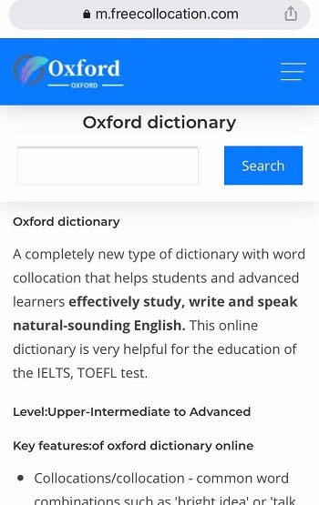 Oxford Collocation Dictionary of English