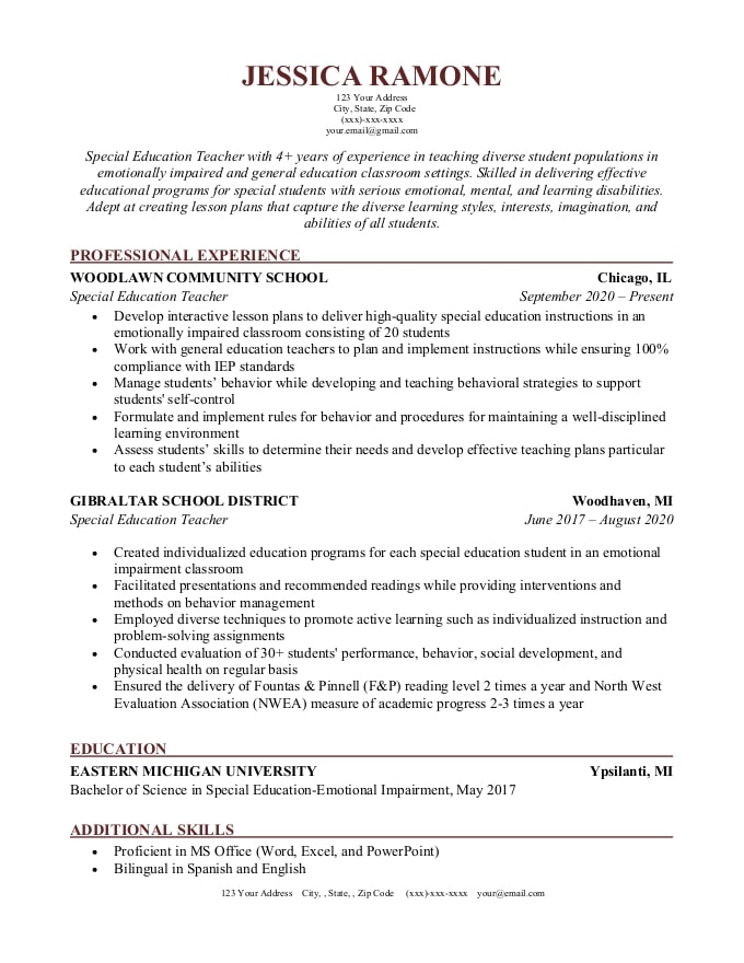 Chronological Resume