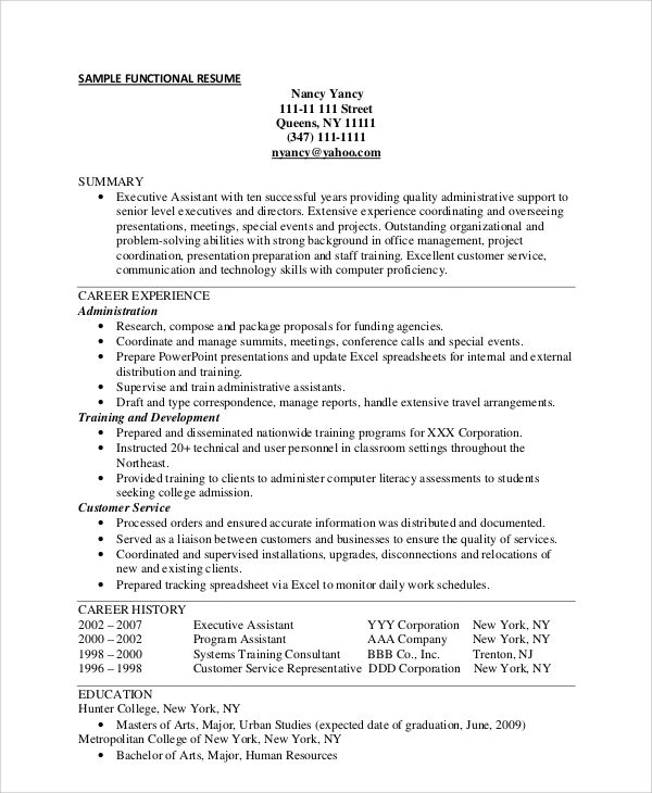 Functional Resume