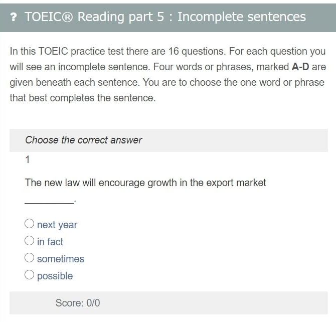 Exam English TOEFL Reading