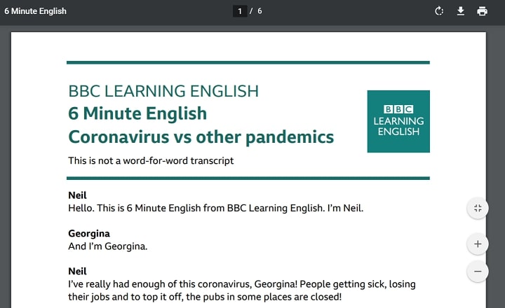 BBC learning English PDF スクリプト