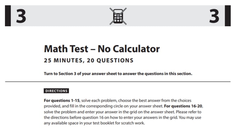 SAT Math No calculator