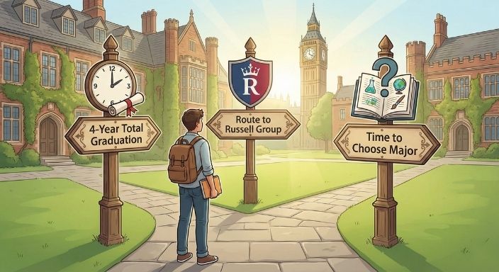 UK Foundation Course Benefits Infographic / イギリスファウンデーションコースのメリット図