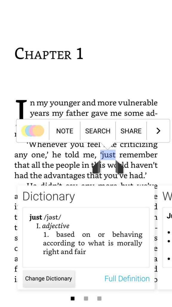 Kindle アプリ 辞書機能