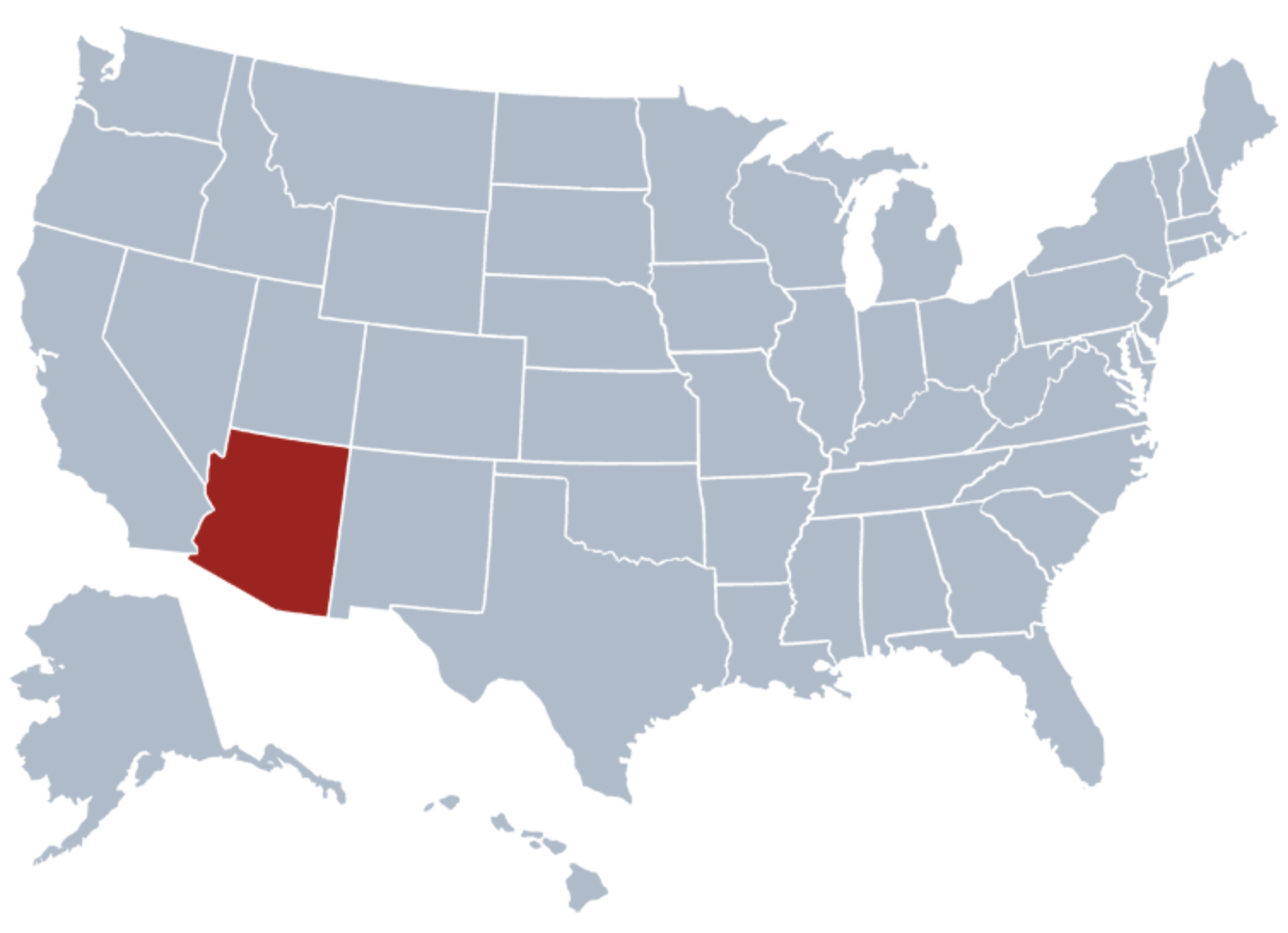 アメリカ地図ーアリゾナ州