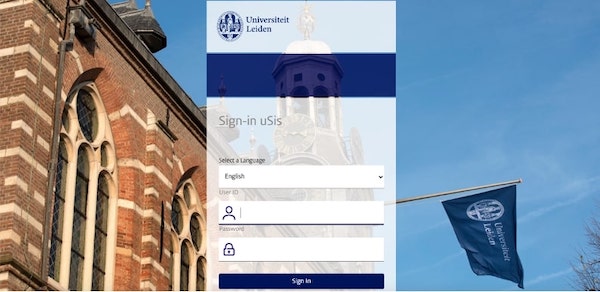 出願当時のライデン大学uSisログイン画面