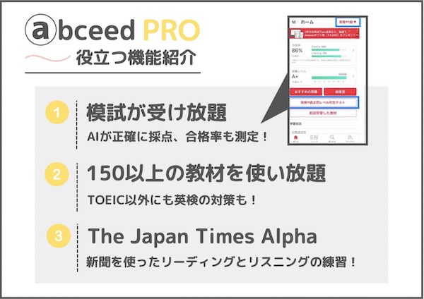 abceed pro 有料版の機能