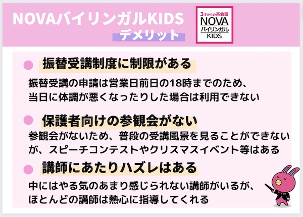 NOVAバイリンガルキッズ デメリット