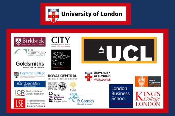 ロンドン大学 一覧　UCLは加盟校