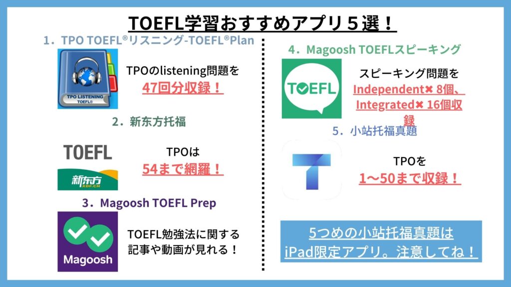 TOEFL学習おすすめアプリ