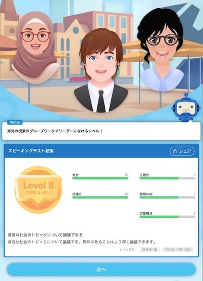 スピーキングテスト結果