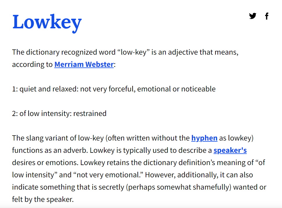 Lowkey Urban Dictionary