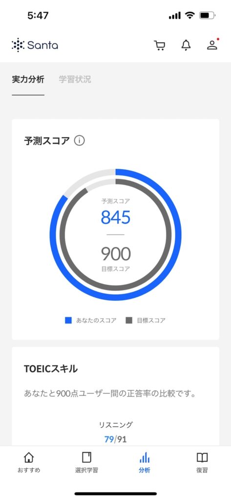TOEIC santa 推定スコア