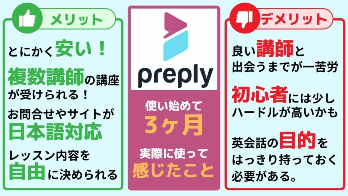Preply 3ヶ月 使ってみた 感想 メリット・デメリット