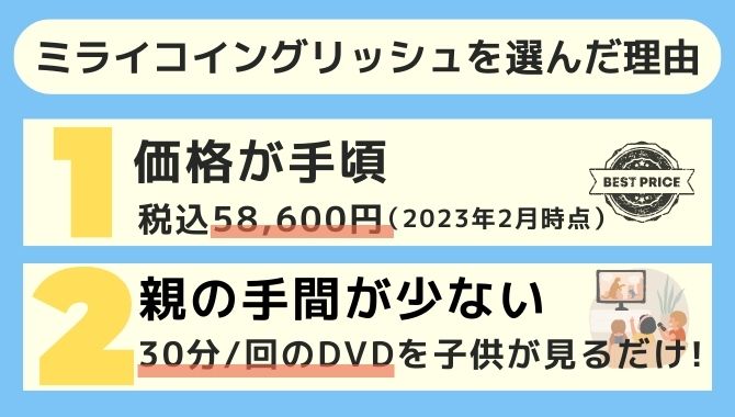 ミライコイングリッシュ 理由 価格