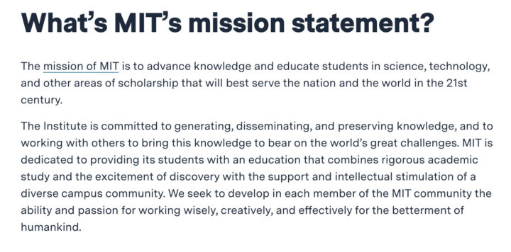 MIT Mission Statement