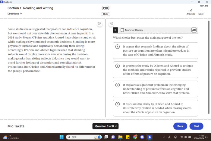 Digital SAT Reading＆Writinサンプル問題②