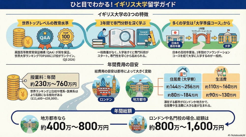 イギリス大学進学の特徴 インフォグラフィック