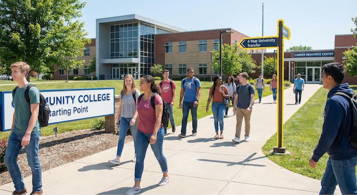 活気あるコミュニティカレッジの入口