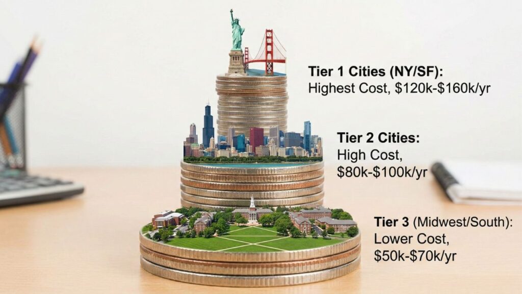 Pyramid of costs by city tier. (都市ランク別コストのピラミッド)