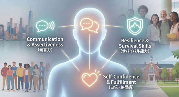 留学で得られる無形資産の概念図 / Concept art of intangible benefits of studying abroad