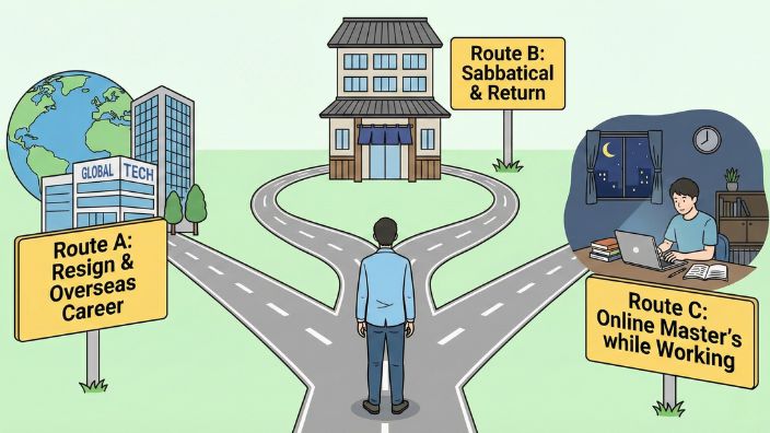 3つの進路の分かれ道 / Three career paths fork