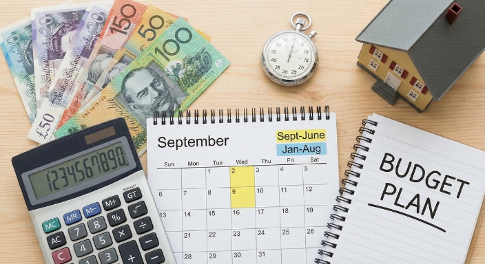 Cost and duration flat lay. (費用と期間のフラットレイ)