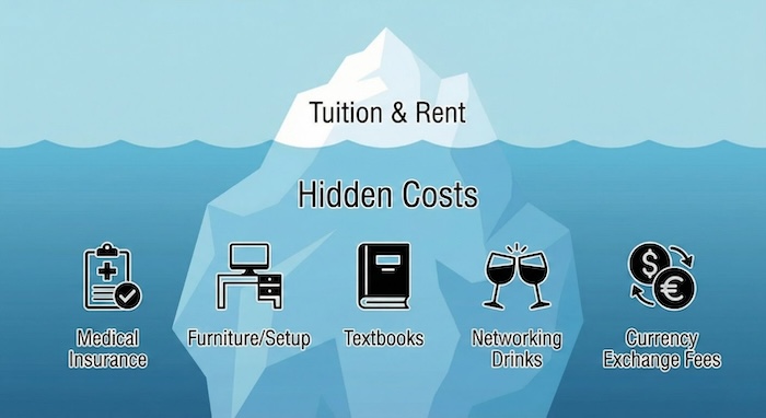 Iceberg of hidden costs. (隠れたコストの氷山)