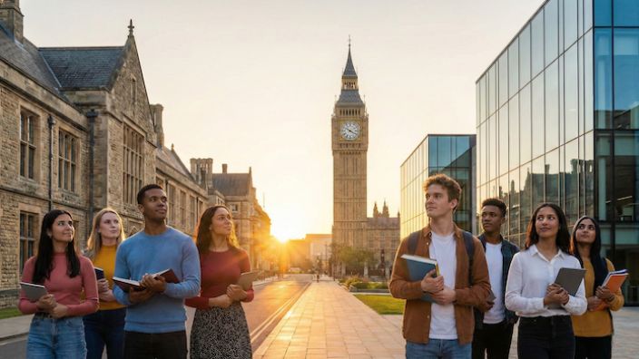 イギリスの大学キャンパスで未来を見据える多様な学生たち