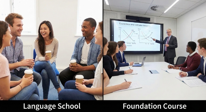 Language school vs Foundation course comparison. (語学学校とファウンデーションコースの比較)