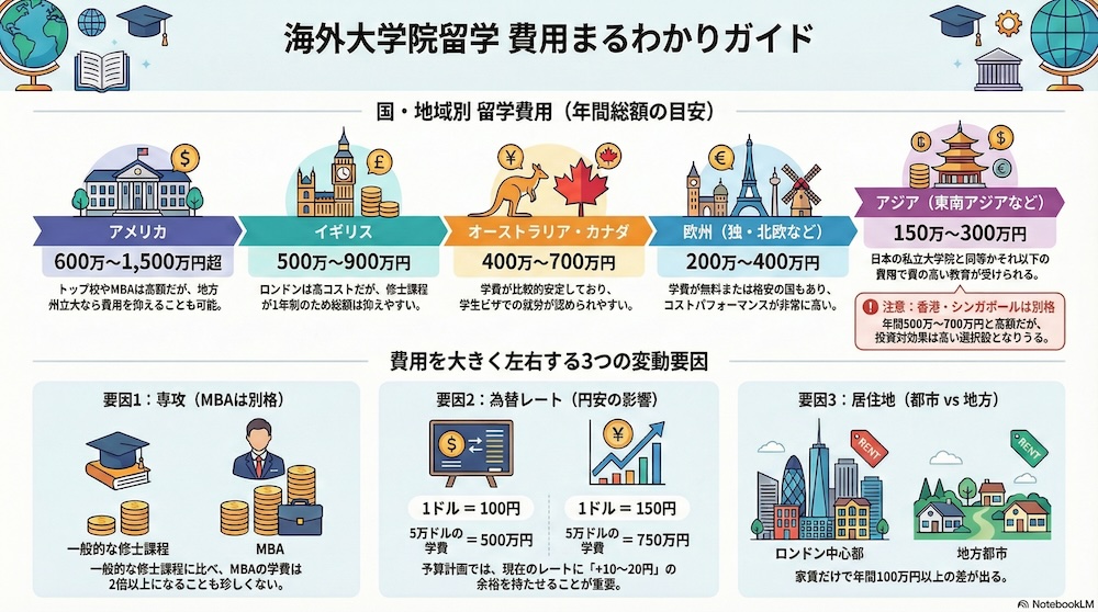 海外大学院留学の費用相場